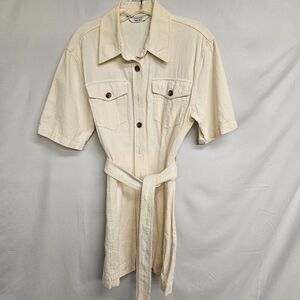 & Other Stories Dress Womens 4 Beige Neutral Elvira Linen Blend Shirt Belted